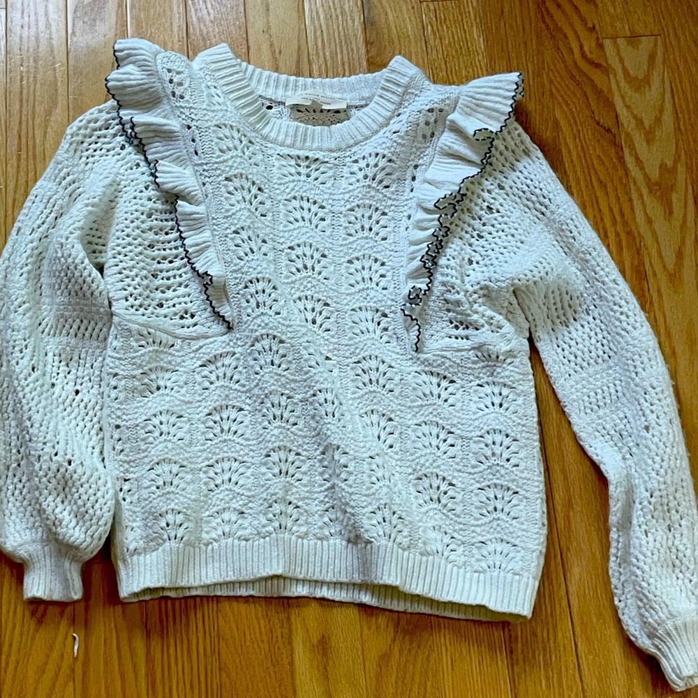 Sezane crochet ruffle sweater XS